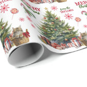 Papier Cadeau Panier de chaton Maine Coon sous l'arbre de Noël (Coin rond)