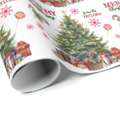 Papier Cadeau Panier de chien Cairn Terrier sous l'arbre de Noël (Coin rond)