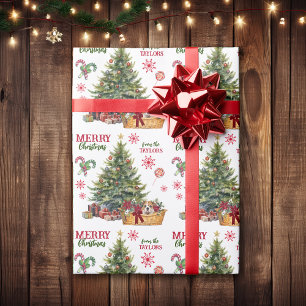 Papier Cadeau Panier de chiot Bulldog sous l'arbre