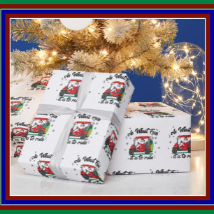 Papier Cadeau Panier de golf d'équitation de Noël Père Noël
