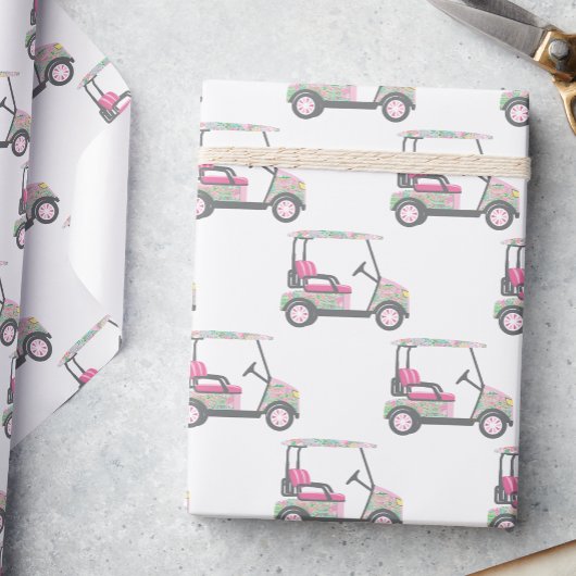 Papier Cadeau Panier de golf Pink and Green Palm Beach
