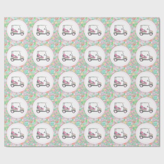 Papier Cadeau Panier de golf Pink and Green Palm Beach (Plat)