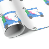 Papier Cadeau Panier de golf Preppy Blue (Coin rond)
