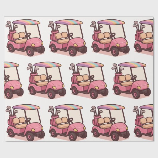 Papier Cadeau Panier de golf rose (Plat)