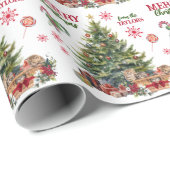 Papier Cadeau Panier de Noël en chaton sous l'arbre (Coin rond)