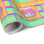 Papier Cadeau Panier de Pâques et d'Oeufs inspirés de l'Afrique (Coin rond)