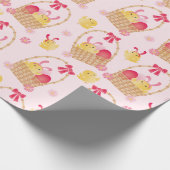Papier Cadeau Panier de Pâques filles rose (Coin)
