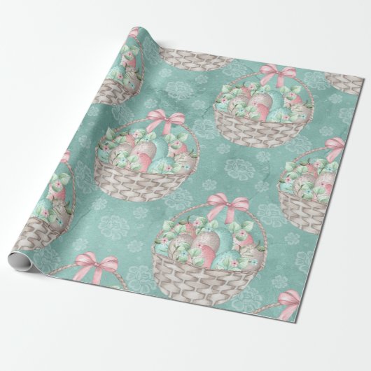 Papier Cadeau Panier de Pâques mignon (Déroulé)