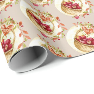 Papier cadeau panier de pommes d'automne