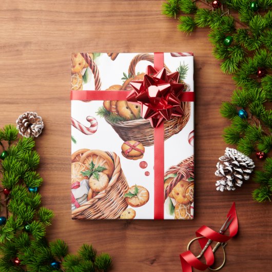 Papier Cadeau Paniers biscuits de Noël (Cadeau de vacances)