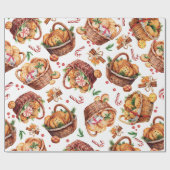 Papier Cadeau Paniers biscuits de Noël (Plat)
