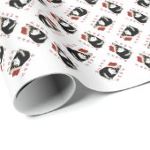 Papier Cadeau Paniers de Père Noël Black Shiba Inu (Coin rond)