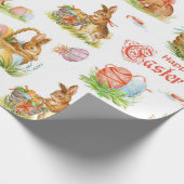 Papier Cadeau Paniers lapins vintages de Pâques (Coin)