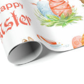 Papier Cadeau Paniers lapins vintages de Pâques (Coin rond)