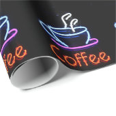 Papier Cadeau Panneau Café Sur Neon (Coin rond)