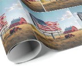 Papier Cadeau Panneau d'affichage du drapeau américain sur la fe (Coin rond)