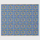 Papier Cadeau Panneau d'art étoile de David bleu or (Plat)