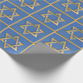 Papier Cadeau Panneau d'art étoile de David bleu or (Coin)