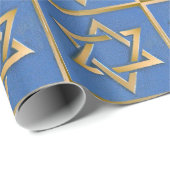 Papier Cadeau Panneau d'art étoile de David bleu or (Coin rond)