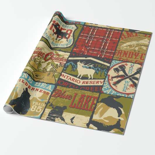 Papier Cadeau Panneau d'aventure et symbole patchw des territoir (Déroulé)