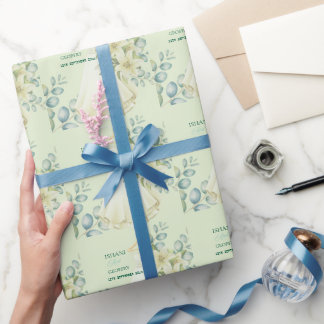 Papier Cadeau Panneau de bienvenue de mariage avec feuilles d'eu