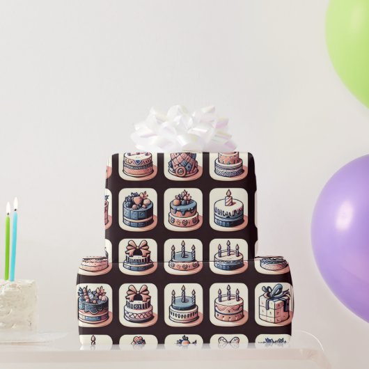 Papier Cadeau Panneau de contrôle avec gâteaux d'anniversaire (Cadeaux de fête)