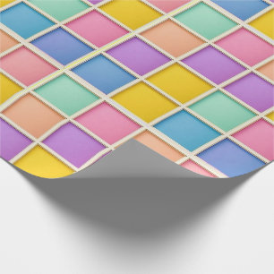 Papier Cadeau Panneau de grille géométrique coloré