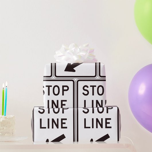 Papier Cadeau Panneau de ligne d'arrêt