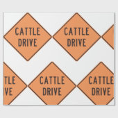 Papier Cadeau Panneau de route de Cattle Drive (Plat)