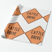 Papier Cadeau Panneau de route de Cattle Drive (Déroulé)