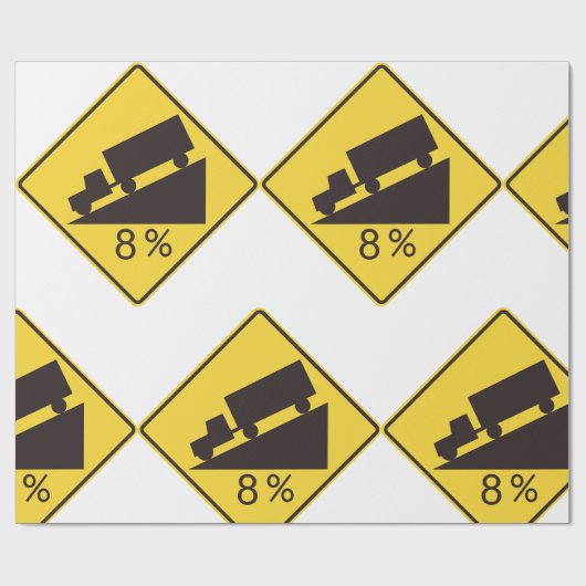 Papier Cadeau Panneau de signalisation de pente raide pour camio (Plat)