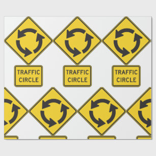 Papier Cadeau Panneau de signalisation de rond-point jaune diama