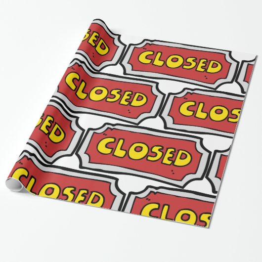 Papier Cadeau Panneau Fermé Jaune Et Rouge (Déroulé)