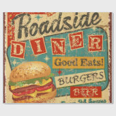 Papier Cadeau Panneau métallique vintage Roadside Diner, diner,  (Plat)