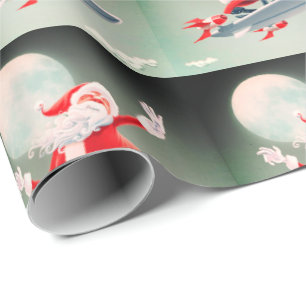 Papier Cadeau Panneau Père Noël de vol plané