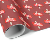 Papier Cadeau Panneau Route vers l'enfer (Coin rond)