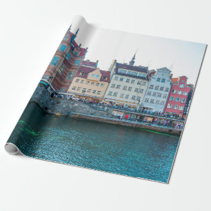 Papier Cadeau Panorama de décorations colorées typiques de maiso