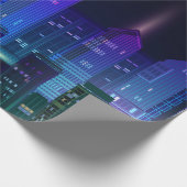 Papier Cadeau Panorama de la ville de nuit avec lumière néon sur (Coin)