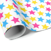 Papier Cadeau Panorama Pansexual Fierté Drapeau Étoiles rose ble (Coin rond)