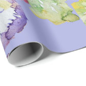 Papier Cadeau Panseuse Purple fleurs de printemps floral Aquarel (Coin rond)