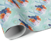 PAPIER CADEAU PANSIERS DANS UN TEACUP (Coin rond)