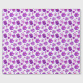 Papier Cadeau Pansies blanches violettes aquarelle florale envel (Plat)