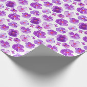 Papier Cadeau Pansies blanches violettes aquarelle florale envel (Coin)