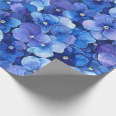 Papier Cadeau Pansies de style aquarelle bleu violet imprimé Flo (Coin)