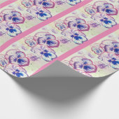 Papier Cadeau Pansies Pansy Fleur violet Rose floral (Coin)