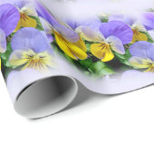 Papier Cadeau Pansies - violet et jaune (Coin rond)