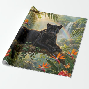Papier Cadeau Panthère noire Fleurs de la jungle du Kenya Cascad