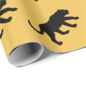Papier Cadeau Panthère noire sur or (Coin rond)