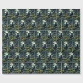 Papier Cadeau Panthère noire sur une branche d'arbre éclairé par (Plat)