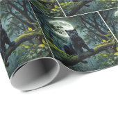 Papier Cadeau Panthère noire sur une branche d'arbre éclairé par (Coin rond)